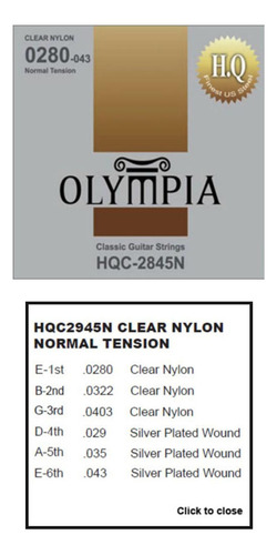 Cuerdas Para Guitarra Acústica Nylon Olympia Hqc-2845n