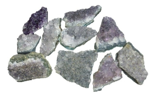 Mineral De Colección Amatista Drusa 10 Piezas Pequeñas