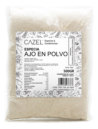 Ajo En Molido En Polvo Concentrado Oaxaca 500g