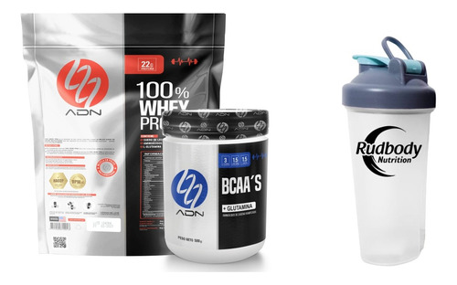 Adn - 100% Whey Pro 5kg. Chocolate +bcaas 500g Fruit +shaker