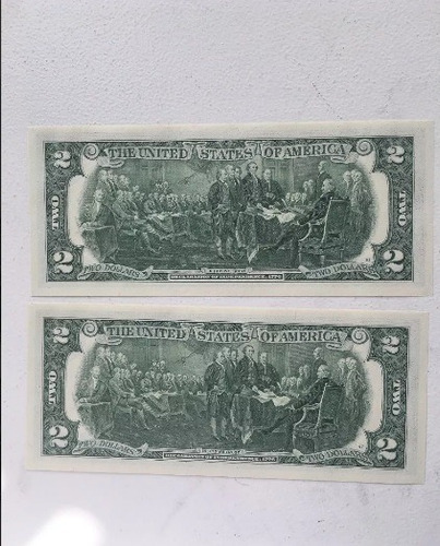 Imagen 2 de 2 de 2 Billetes Nuevos 2 Dolares Numeracion Consecutiva Perfectos