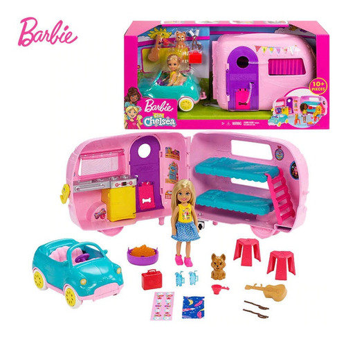 Barbie Camper Chelsea Casa Coche Campamento 10 Pzas Y Muñeca