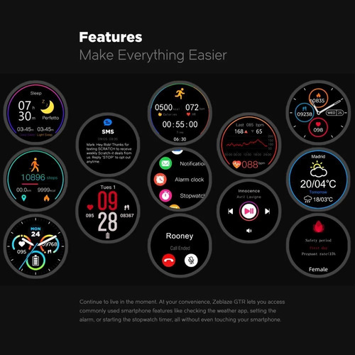 Imagem 4 de 6 de Zeblaze Gtr Relógio Inteligente Smartwatch Esportivo 1.3