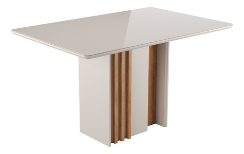 Mesa Lara 136x90cm Retangular Com Vidro De Canto Ig