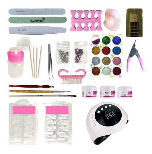 Kit Completo Uña Con Lampara Accesorios Profesional Manicure