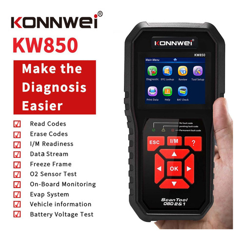 Kw850 Obd2 Ferramenta De Scanner De Diagnóstico Do Carro,