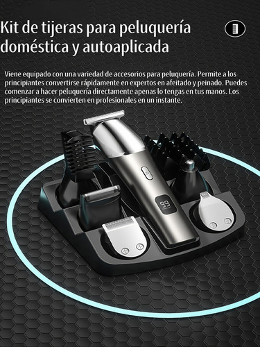 cortadora de cabello, afeitadora de nariz, orejas y cejas con cuchillas cerámicas afiladas, carga USB rápida, pantalla LED digital y diseño impermeable, Kit multifuncional 11 en 1