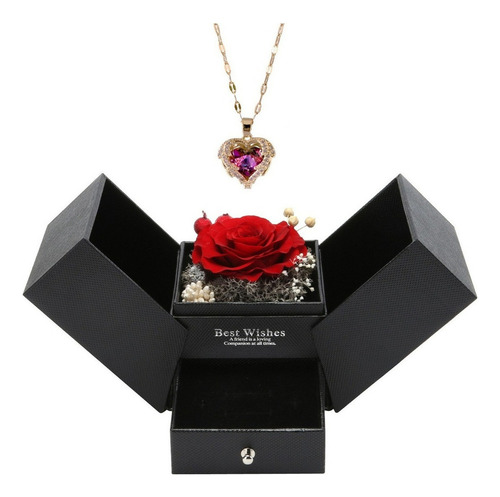 Regalo Collar Flor Eterna Con Corazón San Valentin