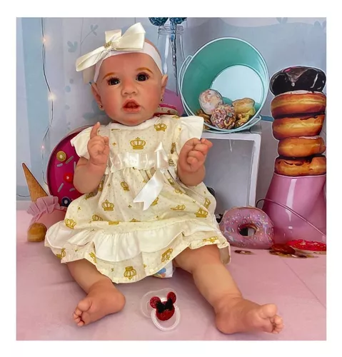 Boneca Bebê Reborn Realista Menina Silicone Pode Dar Banho em