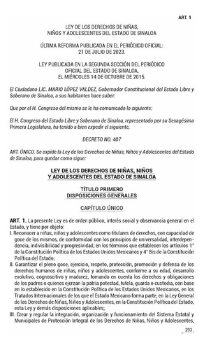 Legislación Esencial Familiar Sinaloa. Código Familiar