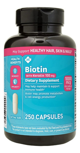 Biotina/biotin 10000 Mcg + Keratina + Vitamina C De 250 Cáps