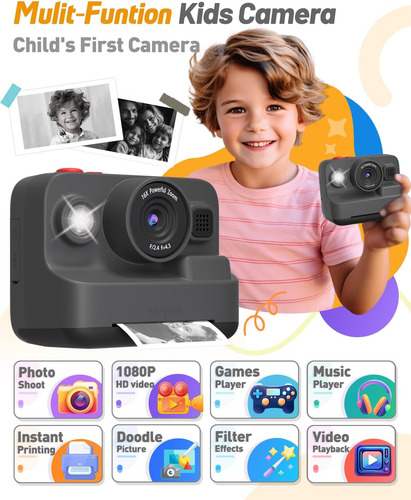Cámara De Fotos Infantil De Impresión Instantánea,...