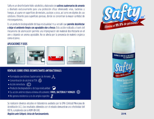 Desinfectante Antibacterial Safty Fresco 220ml Caja 12 Pieza