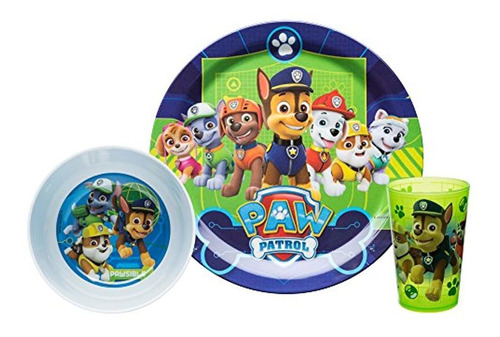 Zak Designs Vajilla Para Niños, 3 Piezas, Paw Patrol Boy