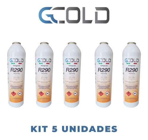 Imagem 2 de 4 de Kit C/ 5 Latas Gás G-cold R290 Com 370g