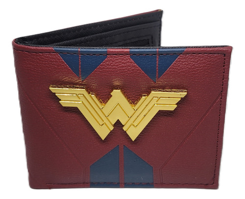 Billetera Wonder Woman Mujer Maravilla Logo Metalico