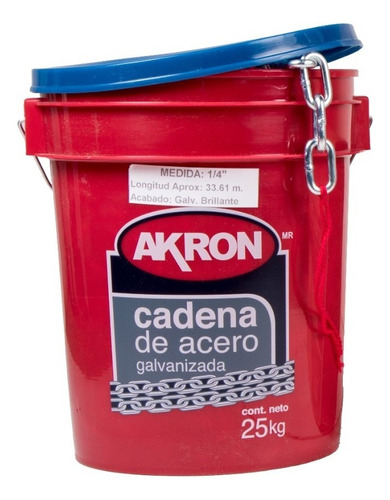 Cadena Pulida 1/2puLG Cubeta Stark 25kg Akron 15-55 Color Plateado