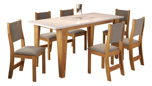 Mesa De Jantar 6 Lugares Fortuna Mel/blonde/pérola - Pés Bege