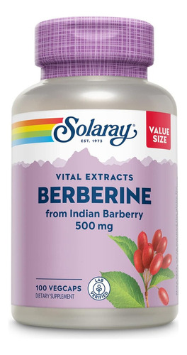 Berberina 500 Mg Solaray 100 Cápsulas Veganas