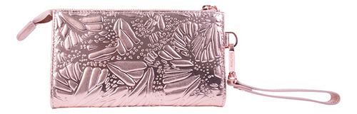 Bolsa Cheen De Piel Pineda Covalin Grabado Mariposa Dorado