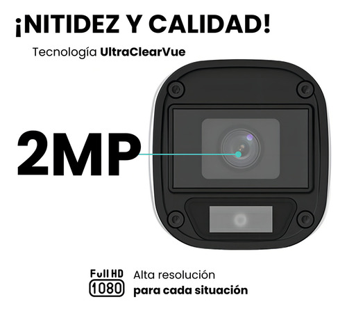 Uniarch Kit De Seguridad Kit-104fw-plus-6ccc 6 Cámaras Análogas Alta Definición Bullet 1080p 2mp Imagen A Color 24/7 Protección Exterior Ip67 Máxima Seguridad Fácil Instalación 104f Cctv