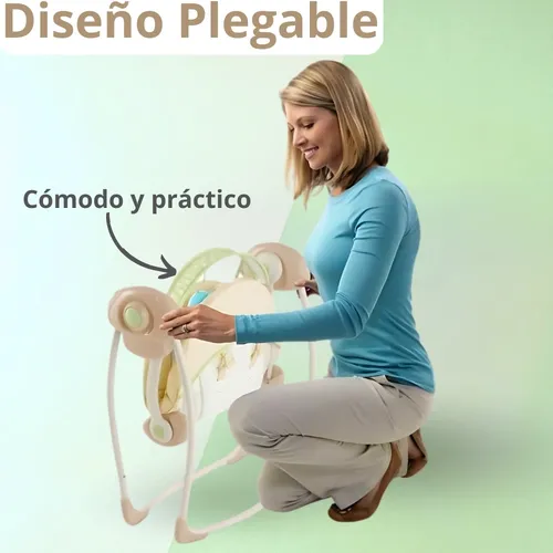 Silla Mecedora Electrica Bebes Musical Reclinable Y Plegable