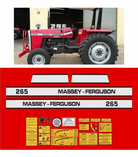 Kit Adesivo Trator Massey Ferguson Mf 265 + Etiquetas Mk