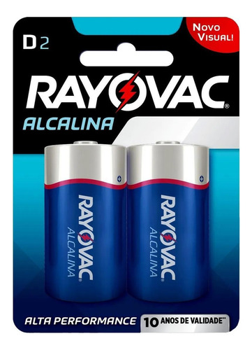 2 Pilha Grande D Rayovac Alcalina Lr15
