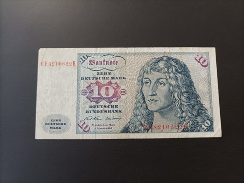 Billete Alemania, 10 Marcos De 1970