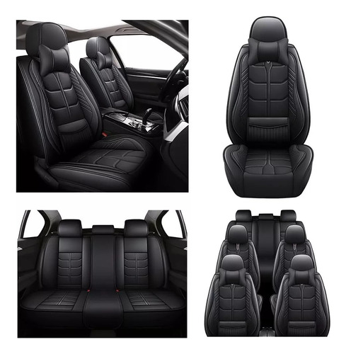 Kit Funda Cubre Asiento Auto Premium Luxury Par Almoadillas