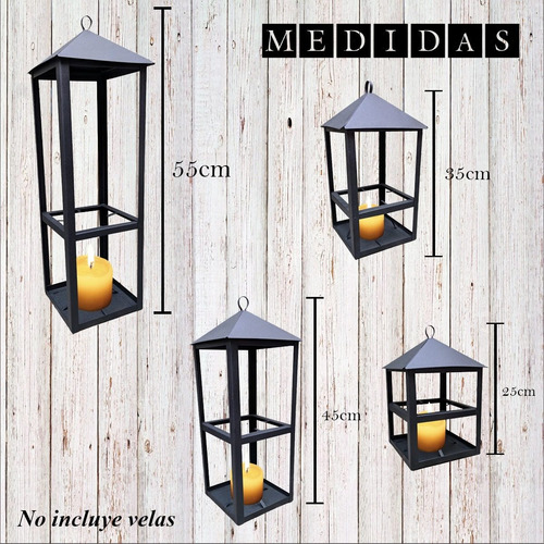 Set Fanales Metal - Faroles Para Velas Set4