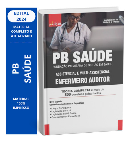 Apostila Concurso Pb Saúde - Enfermeiro Auditor - Completa E Atualizada