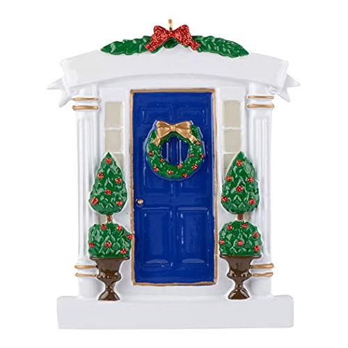 Adorno Nuestra Primera Casa Navidad 2023 Puerta Azul