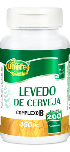 Levedo De Cerveja Unilife 200 Comprimidos - Vegano