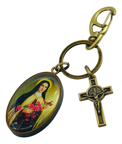 Chaveiro Santa Teresinha Do Menino Jesus Com Mosquetão