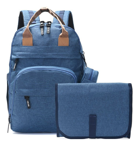 Mochila Maternal Con Cambiador Porta Chupetes Bolsillos Azul Azulo