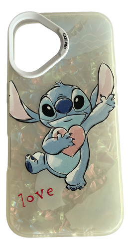Funda Para Iphone 16 Normal Stitch Marmoleada Azul Claro Stitch