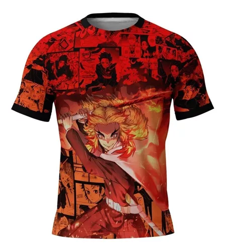 Camisa Camiseta Anime Kimetsu No Yaiba Hashira Fogo Rengoku