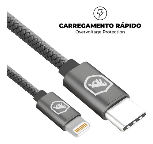 Cabo Turbo Lightning Tipo C Symetric 1,5m Resistente Gshield