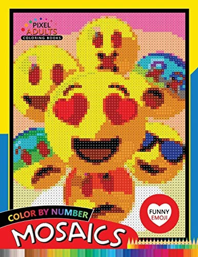Funny Emoji Mosaic Pixel Adults Coloring Books Color By Numb