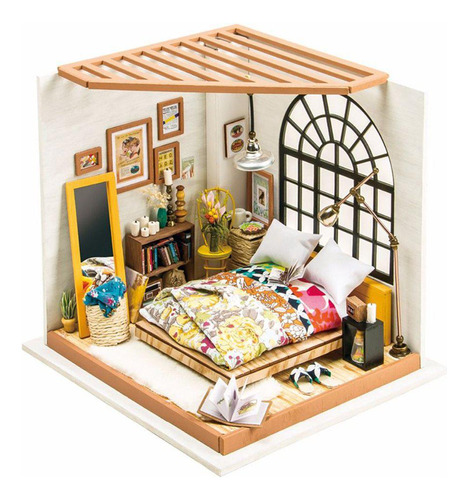 Diy House Miniatura Quarto Com Led Dg107 Kuga