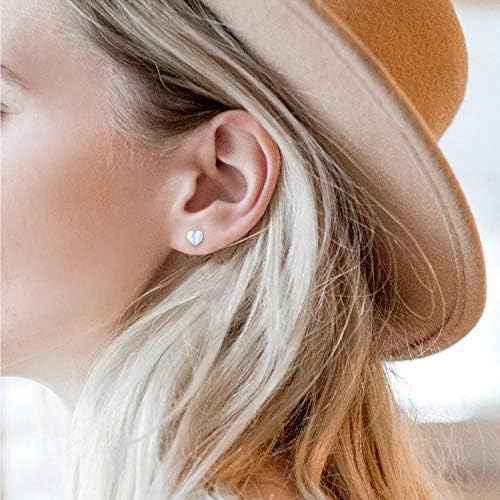Aretes De Corazón Aretes De Ópalo Hipoalergénico Joyería De
