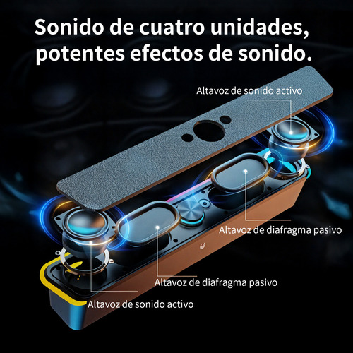 Altavoces Bocinas Pc Gamer Para Computadora Con Luces Rgb Iluminación Sincronizada, Sonido Surround 3d Profundo Y Claro, Conexión Usb/3.5mm Rápida Y Estable, Compatible Con Juegos, Música Y Vídeos