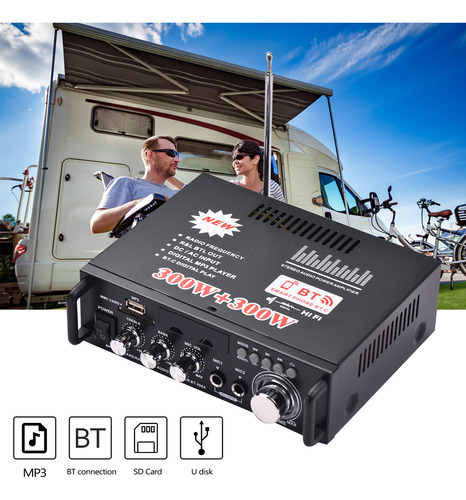 Amplificador De Potencia 300w+300w, Receptor De Audio 110v.
