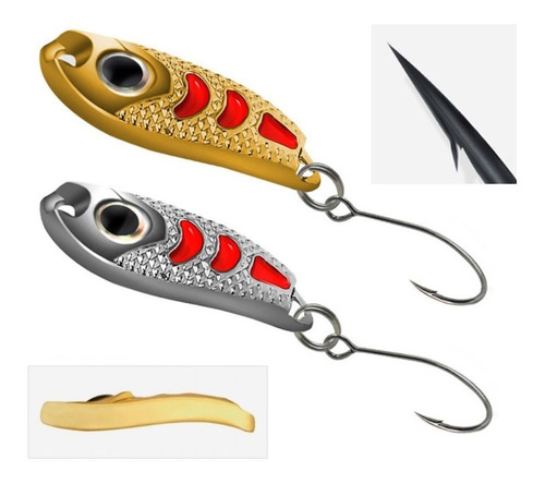 Cucharas Ondulantes Pesca Platinas Ciclope Ojo 3d Spinner X2