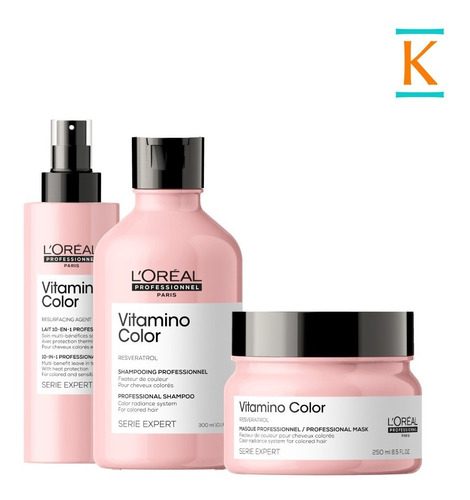 Loreal Kit Vitamino Color: Shampoo + Máscara + Spray