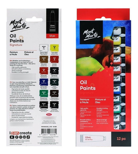 Set 12 Oleos 12ml Signature Mont Marte Alta Pigmentacion