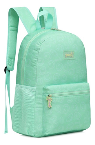 Mochila Muaa Colegio Bolsillo Ajustable Resistente Color Aqua/verde