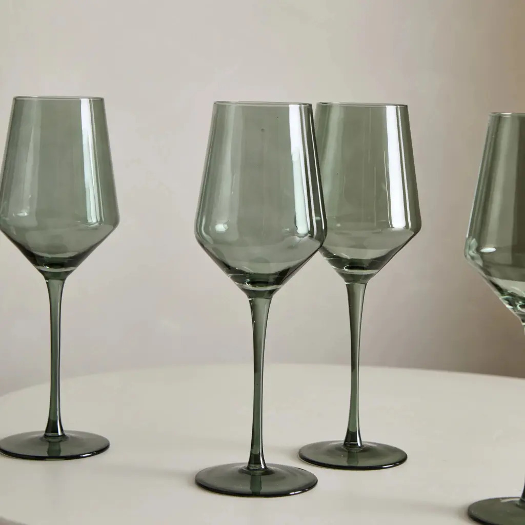 Copas De Vino Classy De Vidrio Set X4 Colores - Mëkk Home Verde Ingles