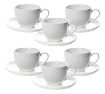 Comprar Set X6 Tazas 220ml Con Platos Ceramica Blanco Jarro Mug Cafe